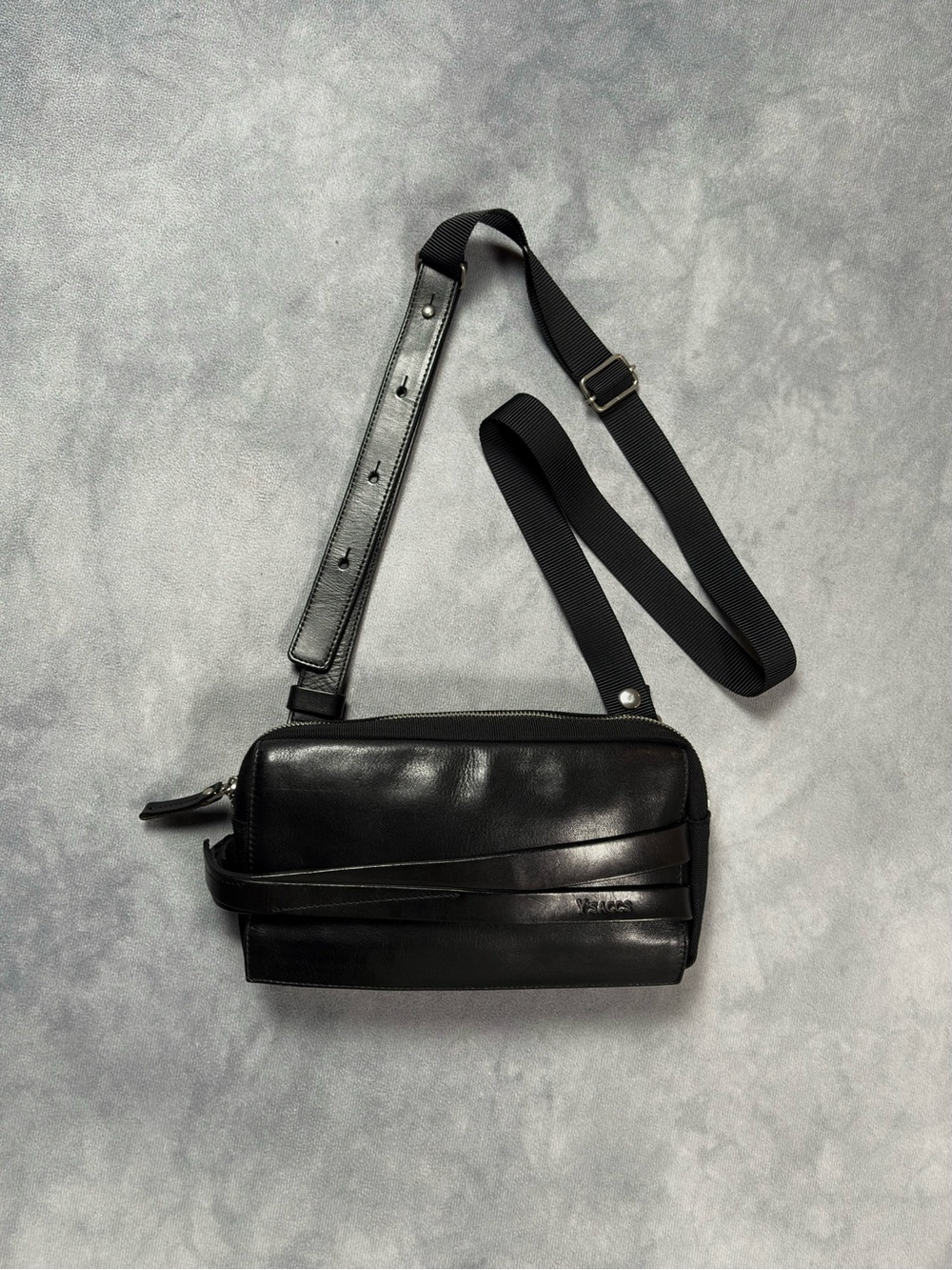 Yohji Yamamoto Y’saccs Vintage Black Leather Strap Archive Crossbody Shoulder Ba